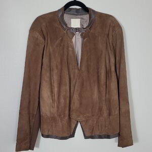 Sejour Leather Jacket Size 22W Brown Tan Equestrian Classic Buckle Collar